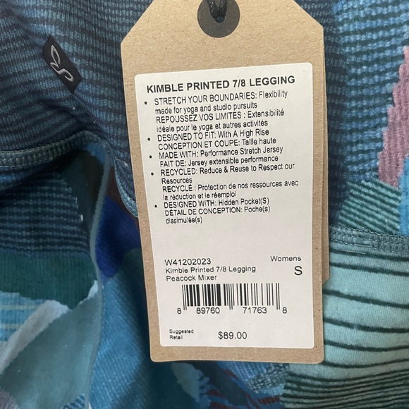 Prana Kimble printed 7/8 legging Peacock Mixer NWT - Picture 10 of 13
